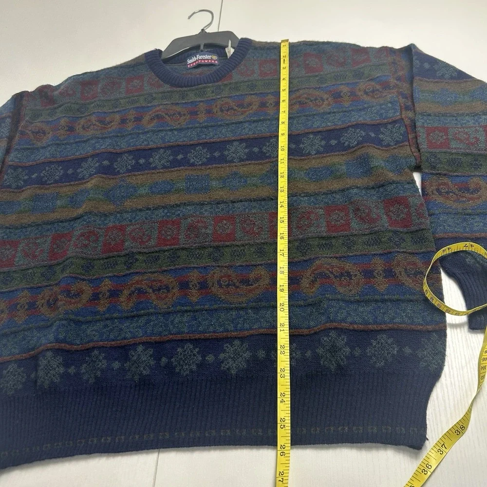 Vintage Smith Forester Wool Blend Sweater Mens Large Made in Italy Retro Paisley